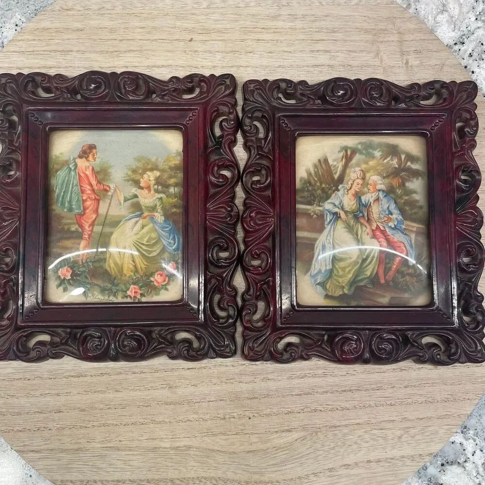 Vintage Ornate Victorian \Wall Hanging Picture Frame Scrollwork Signed Art
